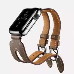 Кожаный ремешок с двойной пряжкой для Apple Watch 42 мм/38 браслет и ремешок из натуральной кожи ремешок для iwatch 1 2