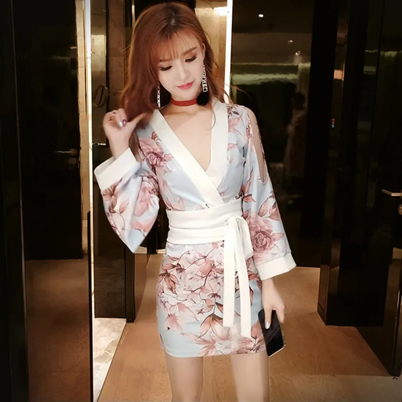 

Real shot new sexy V-neck contrast color off-shoulder dress 2019 fashion temperament waist pocket hip long sleeve dress