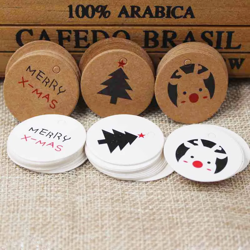 

New Multi styles christmas gifts/candy/favors decoration label kraft/white paper products display show hang tag swing tag 200pcs