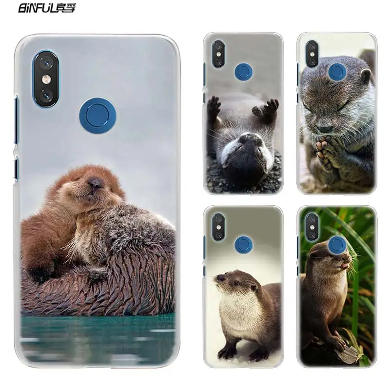 

Case for Xiaomi Redmi Note 7 Go 6 6A Pro S2 5 Plus 4X Mi Play 8 lite A2 A1 Clear Hard Plastic Coque Cover Cutest Baby Sea Otters