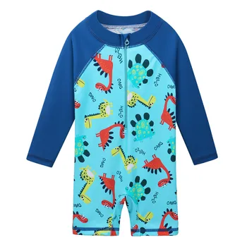 

BAOHULU Baby Boy Dinosaur Swimwear Long Sleeve Kids Swimwear One Piece Boys Swimsuit Rash Guards Children Beach Swimming Suit