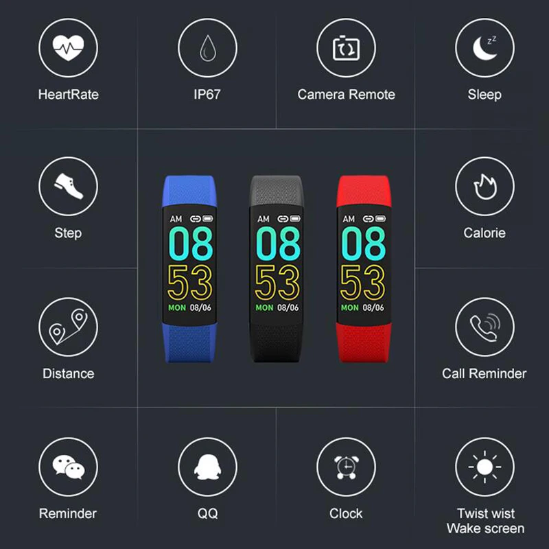 Умный Bluetooth браслет пульсометр кровяное давление анализатор усталости кислорода крови многофункциональные спортивные часы Шагомер водонепроницаемый