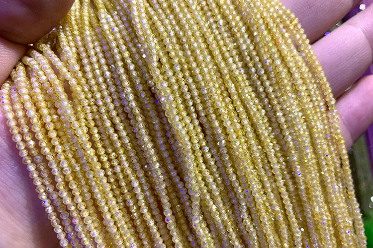 Wholesale AAA 2mm Natural Zircon Faceted Round Natural Stone Beads Beads For Jewelry Making DIY Bracelet necklace - Цвет: yellow