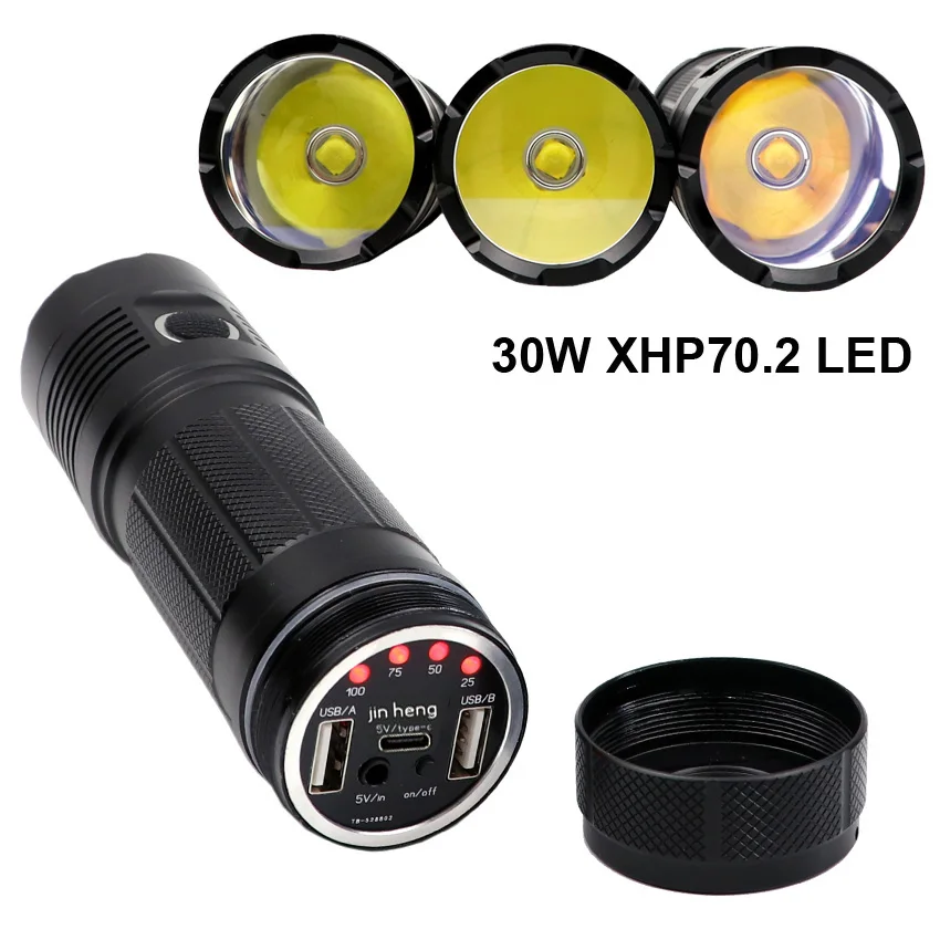

XHP70.2 XHP50.2 L2 XPL HI LED Chip Tactical Direct Rechargeable Flashlight Torch 18650 USB Charge mobile power Flash light lamp