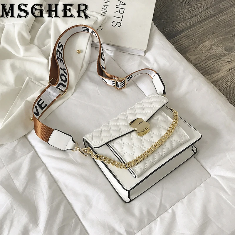 

MSGHER Handbags Women Fashion Diamond Lattice Small Bags Female Embroidery Lines Shoulder Bags Casual Corssbody Bags