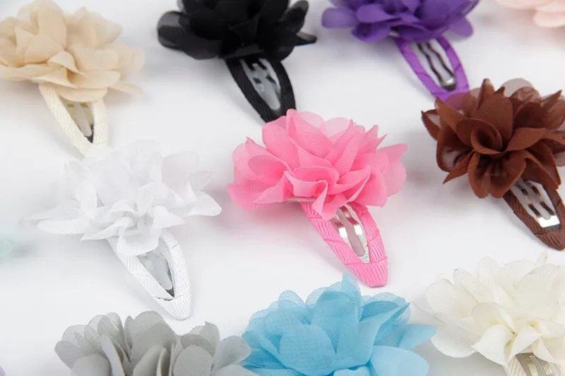 Cute 22 Colors Fashion Baby Girls Mini Chiffon Flowers Hair Clips Sweet Children Hairpins for Kids Hair Accessories