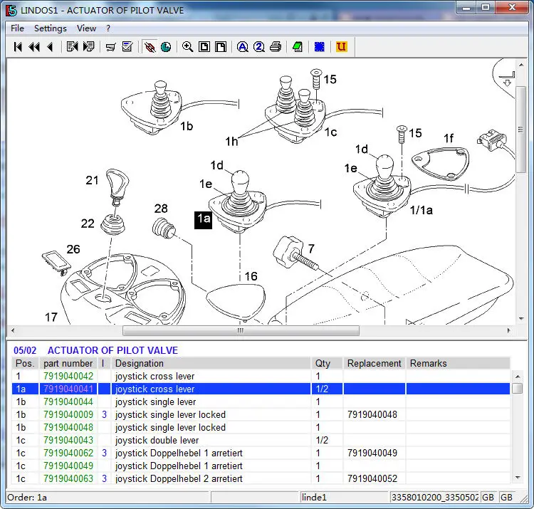 Empilhadeira linde parte joystick cruz alavanca 7919040041