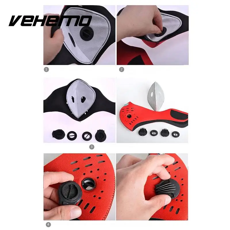 Vehemo крутой Анти-пыль Мотоцикл Велосипед Велоспорт лыжный Atv Половина маска фильтр Черный Прочный портативный неопрен