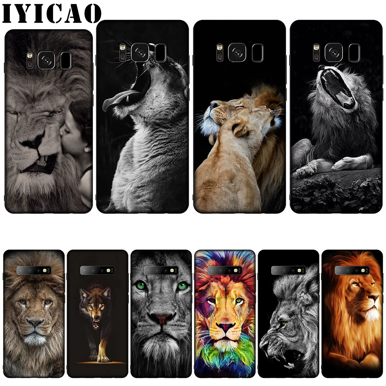 IYICAO Animal king tiger and lion Silicone Soft Phone Case for Samsung Galaxy S10 S9 S8 Plus S6 S7 Edge S10e E Cover |