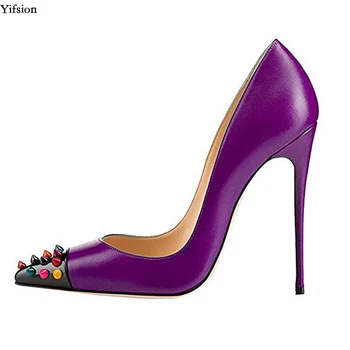 

Olomm New Fashion Women Pumps Sexy Rivets Stiletto Heels Pumps Pointed Toe Gorgeous Party Dress Shoes Women Plus US Size 5-15