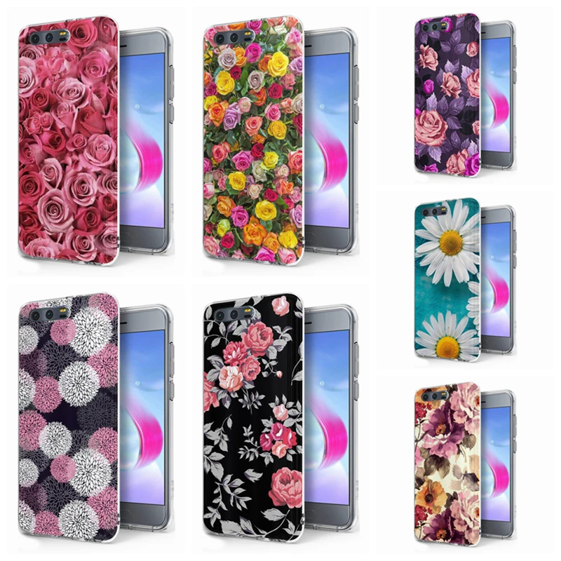 For Huawei P9lite/P8 Lite 2017 Y5ii /Honor P Smart/P10 TPU Soft design fiery rose tulip Flora Face Painted Case A081 |