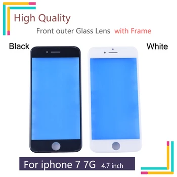 

New Cold Press Front Screen Glass with Middle Frame For iPhone 7 Outer Glass Lens Replacement Repair Parts