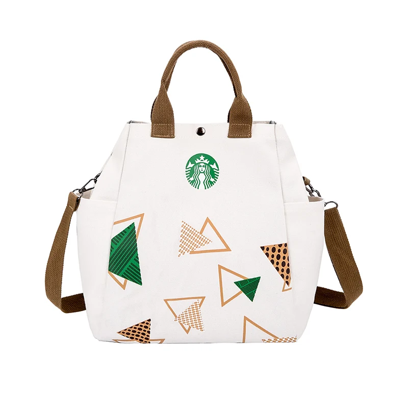 Starbucks, сумка на плечо, модная, прочная, для женщин, студентов, одиночная, для покупок, сумка, клетчатая, женская, льняная, холщовая, сумки для покупок - Цвет: Белый