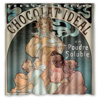 

Alphonse Mucha Art Work Printed Bath Shower Curtains Waterproof Polyester Fabric Curtain For The Bathroom with 12 Hooks