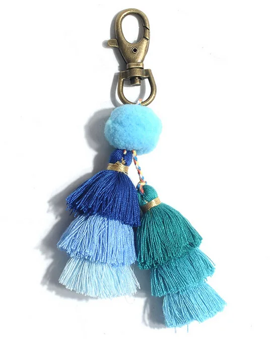 Artilady слойный брелок для ключей с кисточкой для женщин Pom Bag Charm Key holder для девочек ювелирные изделия