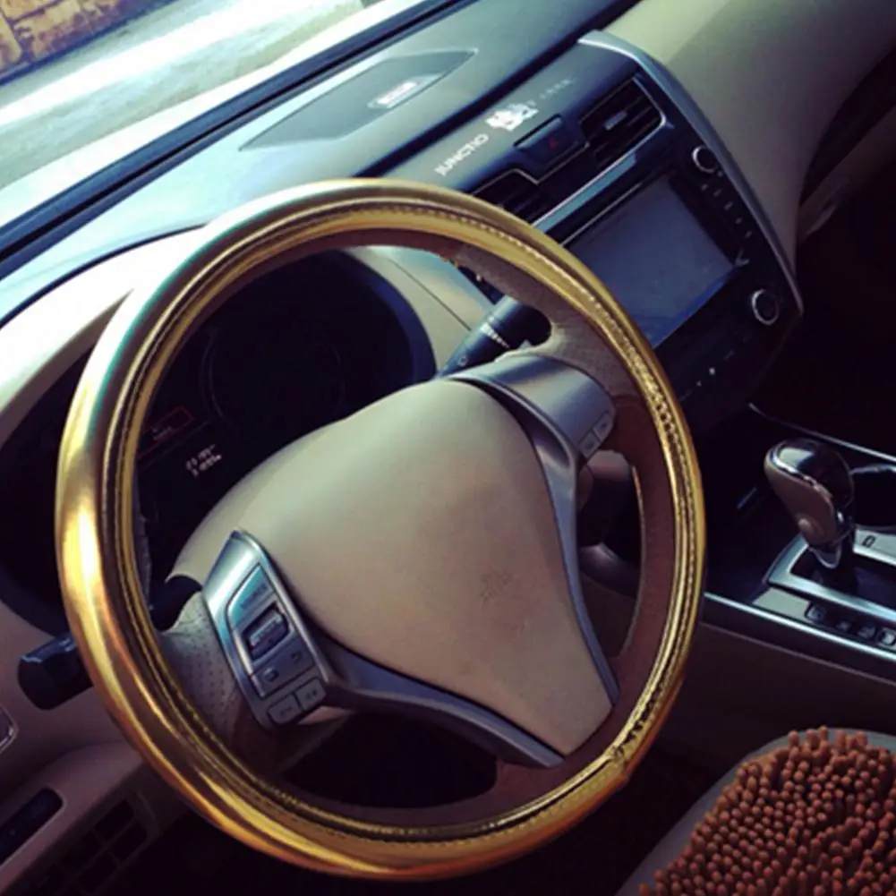 

Steering Wheel Cover Universal PU Leather Wheel Cover Glossy Finish Soft Padding Durable Odorless Synthetic Leather Comfort Grip