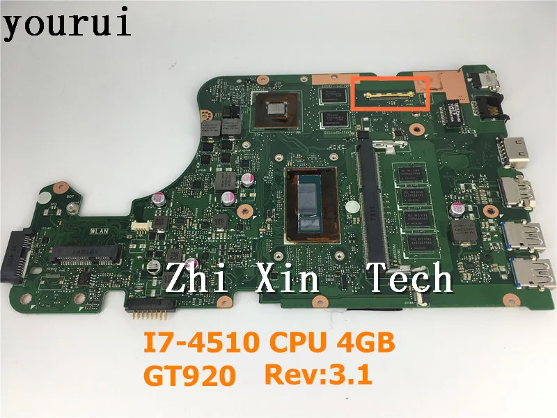  yourui X555LD Laptop motherboard For ASUS X555LD X555LA X555LB Test original mianboard i7-4510u CPU