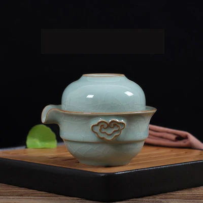 Longquan чашки чайный набор из кружка Quik горшок для захвата перемещения фарфора керамический чайный набор "Кунг-фу" легкая чайник простой чайник чашка - Цвет: B Ge Kiln