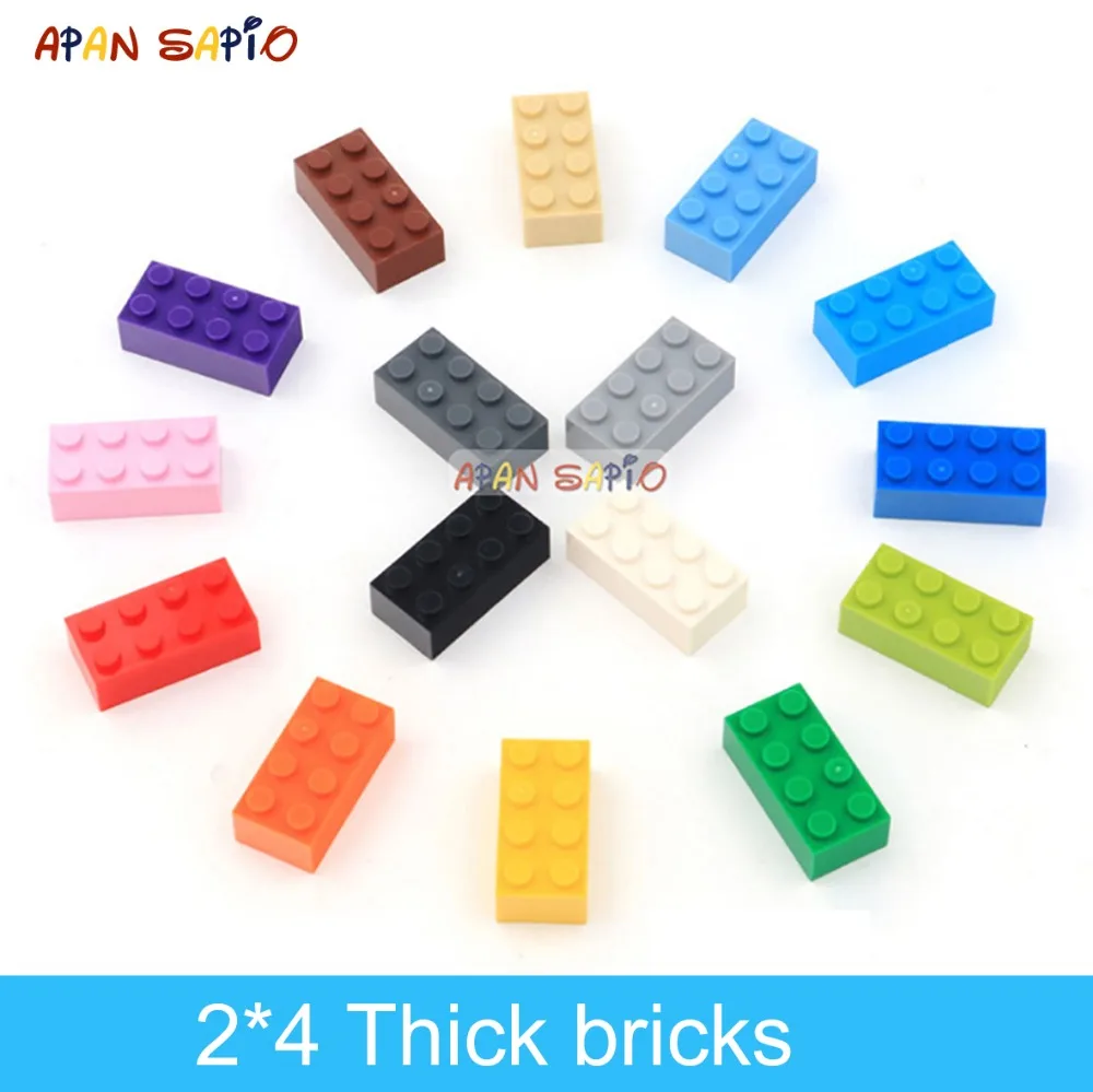 40pcs DIY Building Blocks Thick Figures Bricks 2x4 Dots Educational Creative Size Compatible With 3001 Plastic Toys for Children