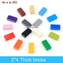 40 adet DIY yapı taşları kalın rakamlar tuğla 2x4 nokta eğitim yaratıcı boyutu lego ile uyumlu plastik oyuncaklar çocuklar için