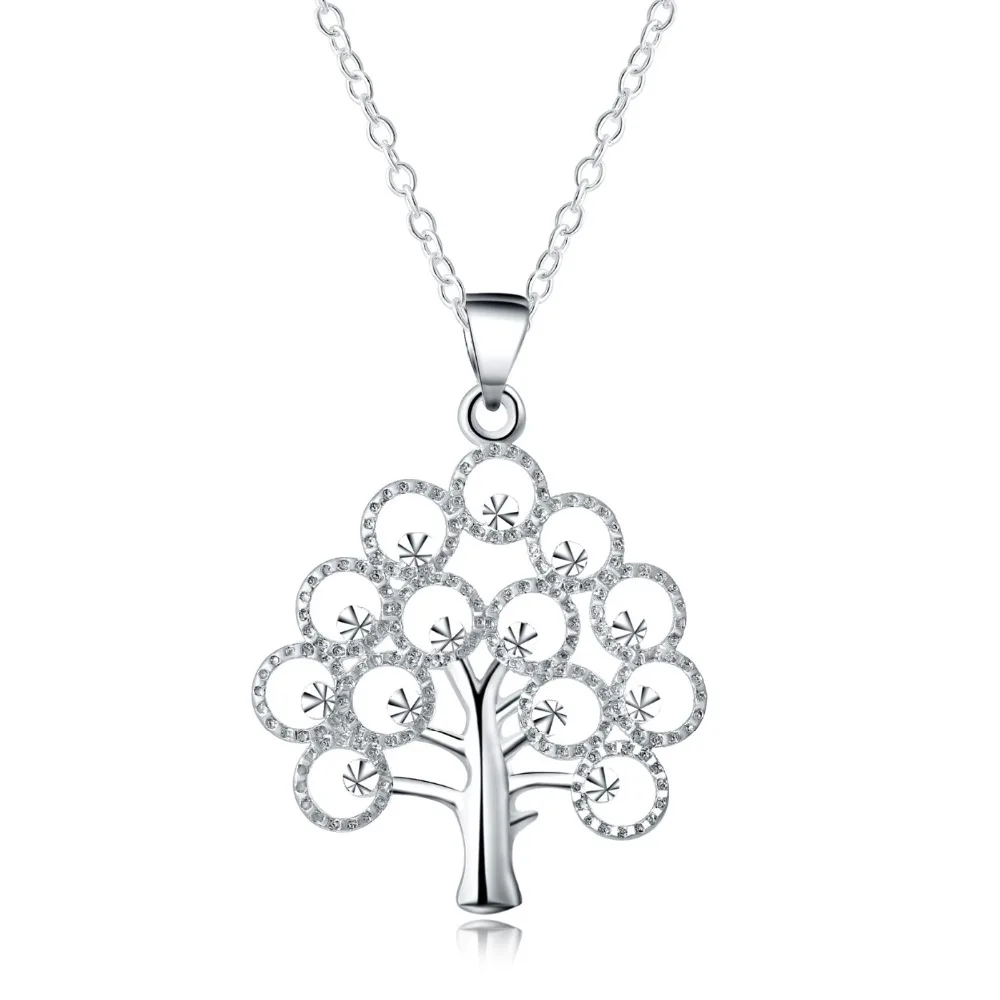 Ginstonelate Charms Wedding Silver Plated New Cute Lady Women Necklace Tree Life Jewelry