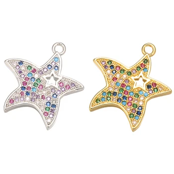 

ZHUKOU 19x21mm Brass Crystal Star Pendant for Women Necklace earrings bracelet Jewelry Accessories Making Findings Model: VD459