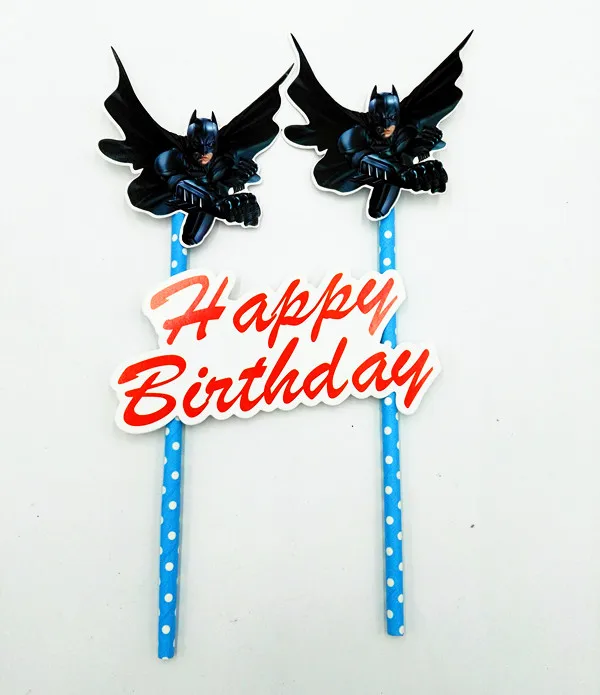 Batman Theme Cake Decoration Batman Cake Flags Cake Topper Happy