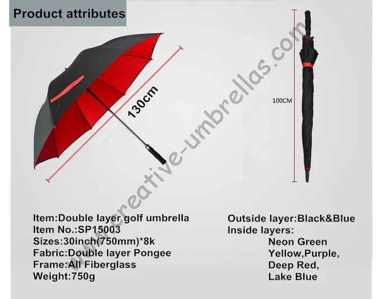 Диаметр 130 см 3-4 человек прочный Гольф зонтик Видимый двойные слои ткани из стекловолокна, автоматический открытый, антистатический, ветра