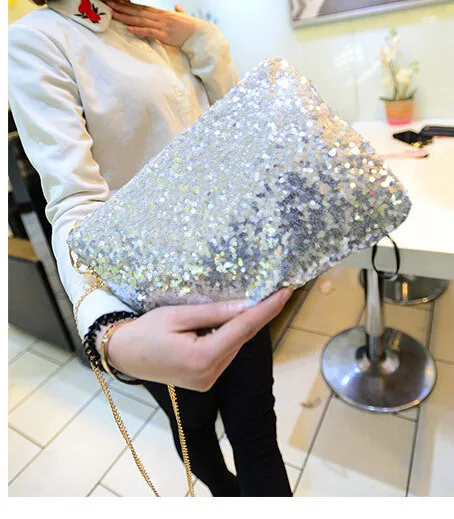 women Lady Sexy Zipper Handbag Tote Cool Lux Punk Sequin Bag Shoulder chain Bags 200g/pcs