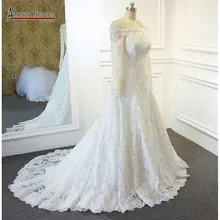 Красивая новая модель с открытыми плечами стильное кружевное свадебное платье с длинными рукавами Аманда новиас