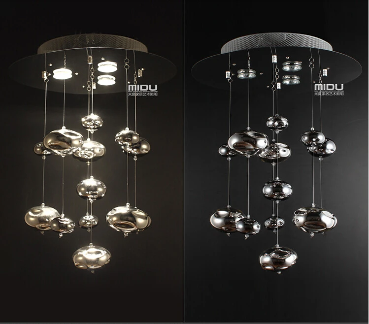 H60cm Murano Due Bubble Glass Ceiling Light Chrome
