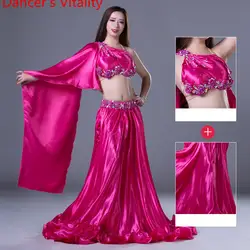 Платье для танцев танцора одежда Для женщин Индии танец живота костюм 2 шт. бюстгальтер и атласная юбка для леди живота платье для танцев