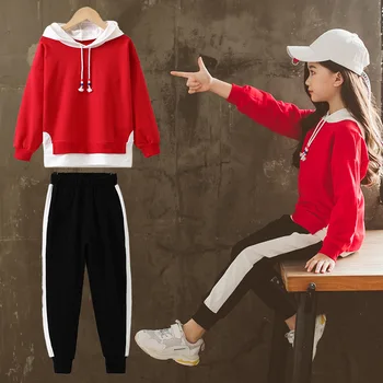 

Teenage Girls Clothes Children Clothing Set Cotton Sweatshirt + Pants Two-Piece Casual Kids Boys Girls Clothes Suit 4 6 8 10 12