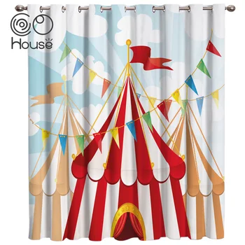 

Circus Troupe Room Curtains Large Window Window Curtains Dark Decor Bathroom Kitchen Fabric Kids Curtain Panels