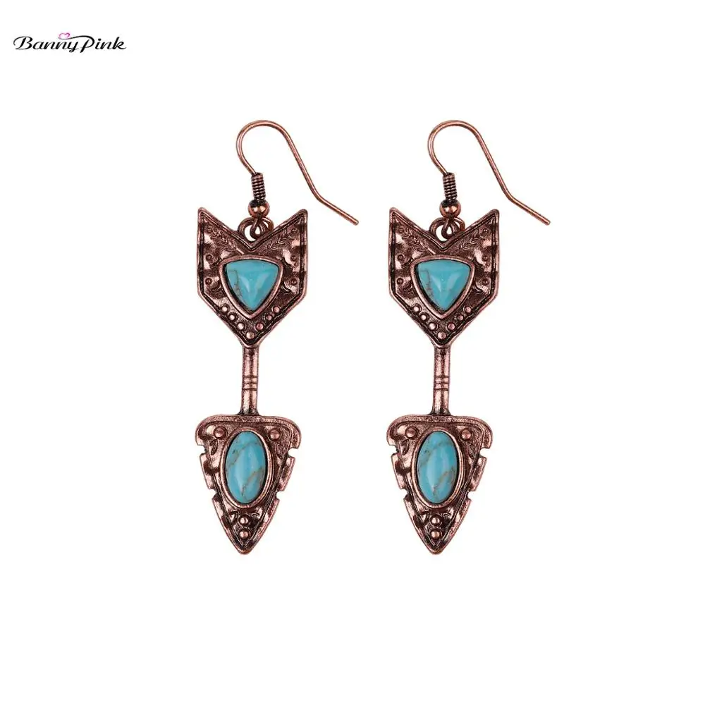 

Banny Pink Tribal Metal Arrow Dangle Earrings For Women Bohemia Geometric Stone Statement Drop Earrings Gypsy Earrings Brincos