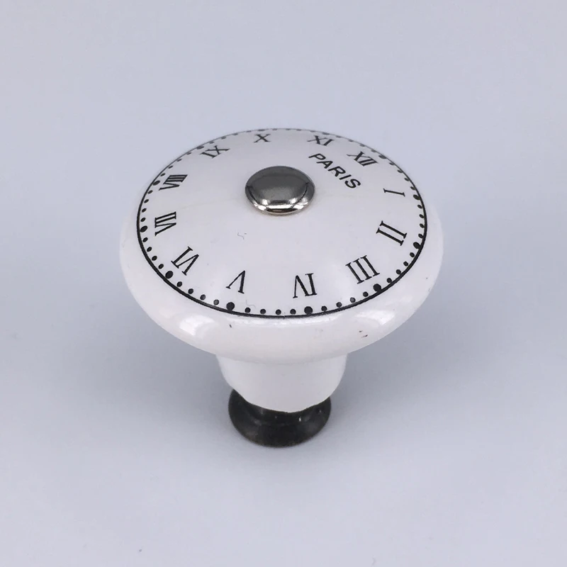 Clock Design Ceramic Knobs Furniture Handle Drawer Pull 8PCSin