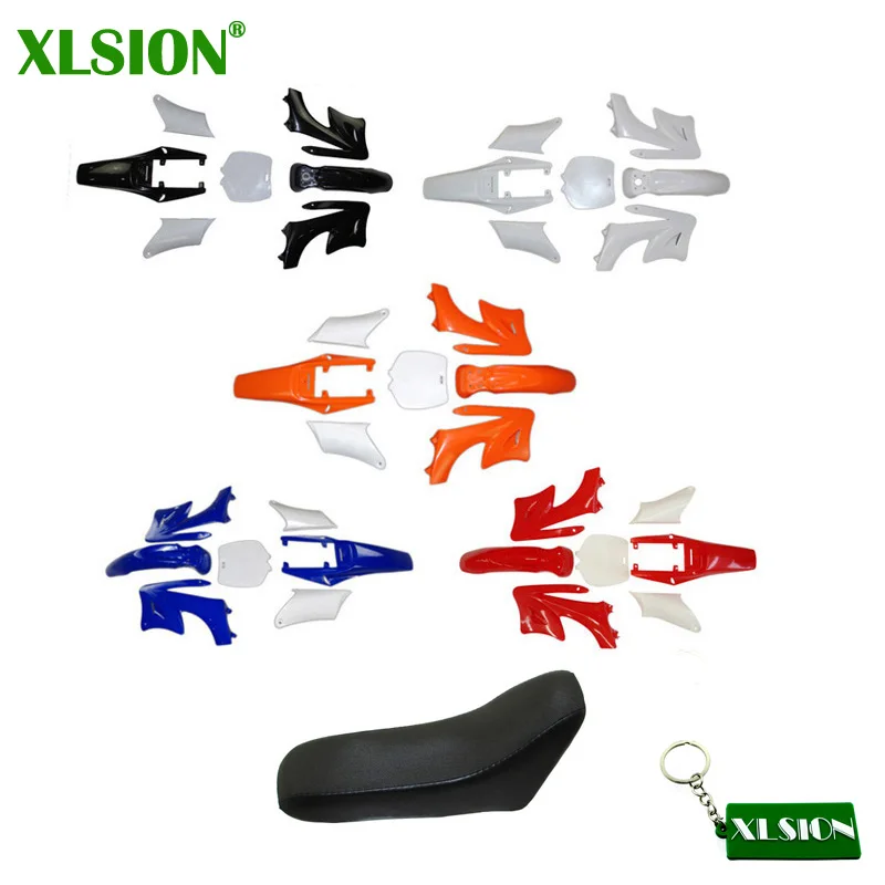 

XLSION 7 Pieces Plastic Fender Fairing Kits + Foam Seat For Chinese 2 Stroke 47cc 49cc Apollo Orion Mini Dirt Bike Kids Minimoto