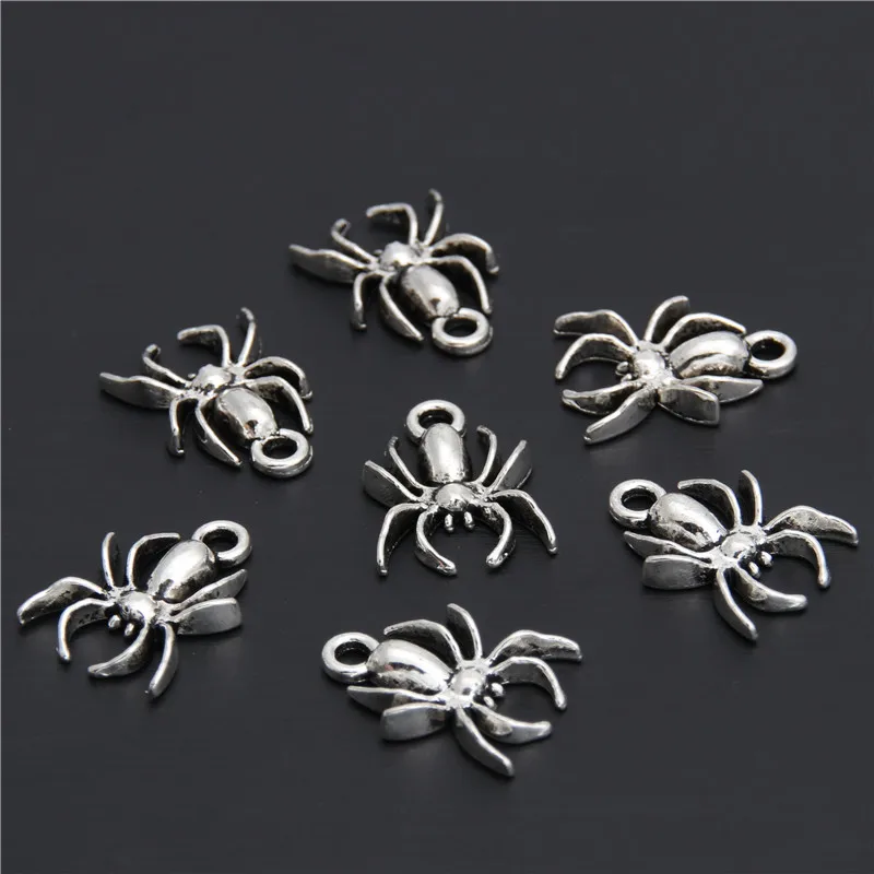 40pcs Tibetan Silver Bead Charms Spider Pendant Fit For Bracelet Tattoo Necklace Making A2939