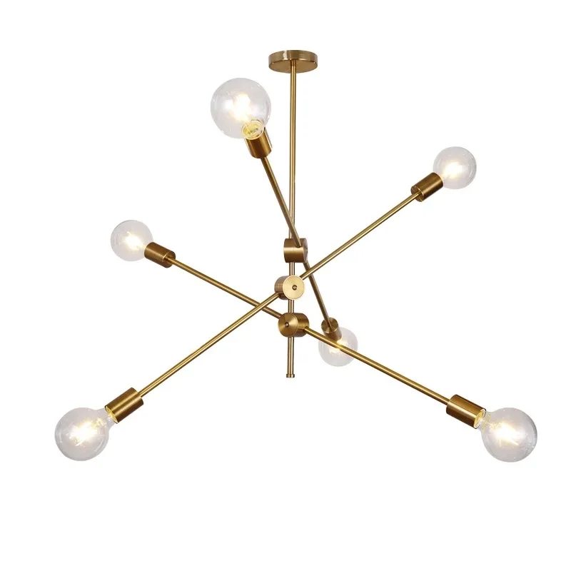 

Vintage Chandelier Indoor Lamp LED Iron Gold Metal Bar Coffee Shop Modern Dining Ceiling Decoretion Lighting Fixture AC110-265V
