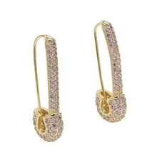 НОВЫЕ Безопасные шпильки для скрепок, Женские Ювелирные изделия с золотым покрытием, нежные розовые красочные серьги