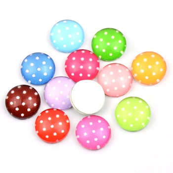 

12MM Colorful Dot Pattern Mixed Dome Glass Cabochon Cameo Flatback Pendant Settings DIY Earring Wholesale