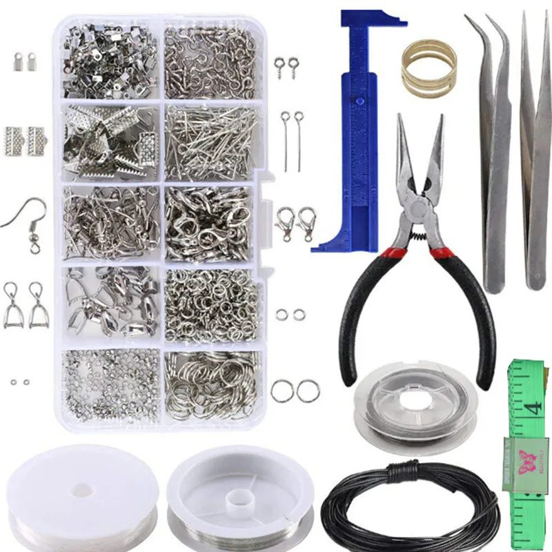 

1 Set Large Jewellery Making Kit Pliers Silver Beads Wire Starter Tool Home DIY Tools High Quality