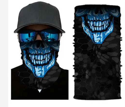 GPFORTYSIX Multifunctional Seamless 3D print Balaclava Tube Motorcycle Neck Face Mask Scarf Bicycle Outdoor racing moto Headband - Цвет: Синий