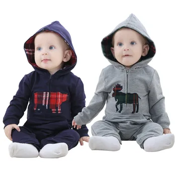 

The spring and autumn baby clothes trade baby Onesies suit newborn hooded creeper factory direct sales