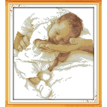 

Joy Sunday Care Baby Counted Cross Stitch 11CT Printed 14CT DMC Chinese Cotton Home Decor Cross-stitch Kit Embroidery Needlework