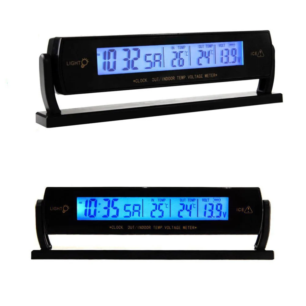 

2018 Multifunctional Auto Black Car Clock Voltage Digital LCD Car Thermometer Calendar Alarm Clock Drop Shipping Wholesale Hot