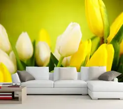 Пользовательские тюльпаны желтые цветы обои Papel де Parede, Livng TV диван спальня стены Настенные обои 3D большой фрески