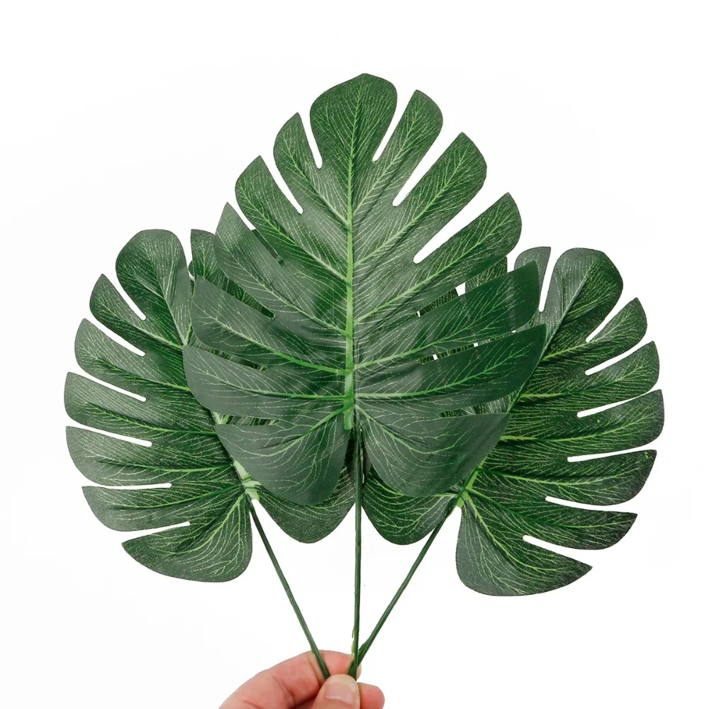 10 шт. 12 зеленый искусственный тропические Пальмовые Листья Гавайские для Гавайской вечеринки джунгли пляж оформление вечеринки Гавайи