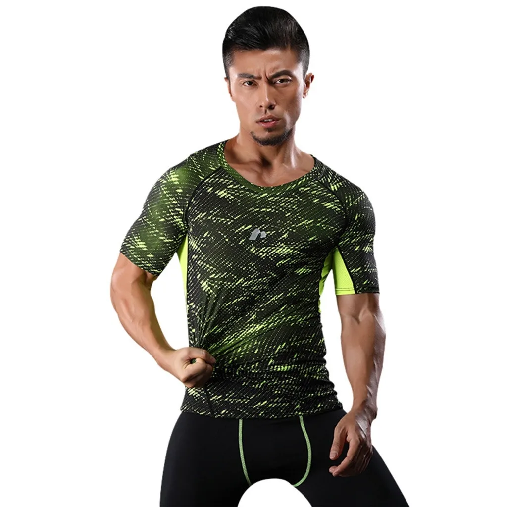 

Perimedes Men's Compression Tops Athletic t shirt female cool printed male Running Training Gym T-shirts Dri fit Base Layer#g50