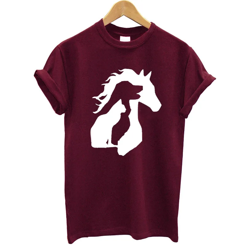 القط الكلب الحصان المطبوعة مضحك المرأة تي شيرت القطن قصير الأكمام فضفاضة تي شيرت مجسم النساء الشارع الشهير المحملة قميص فام زائد حجم قمم القط الكلب الحصان المطبوعة مضحك المرأة تي شيرت القطن قصير الأكمام فضفاضة تي شيرت مجسم النساء الشارع الشهير المحملة قميص فام زائد حجم قمم